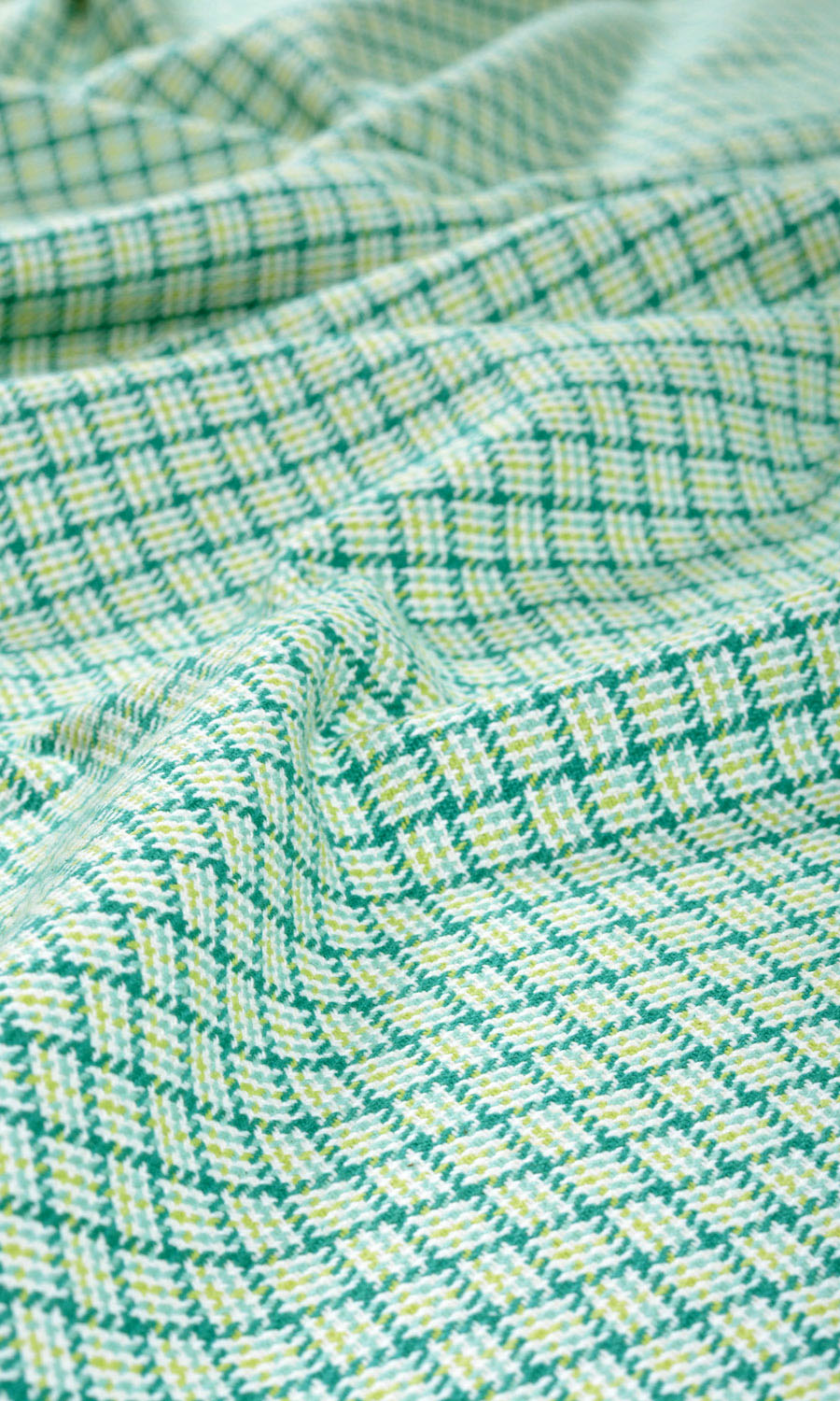 Basketweave Cotton Home Textile Fabric Material By the Yard (Green/ Blue)