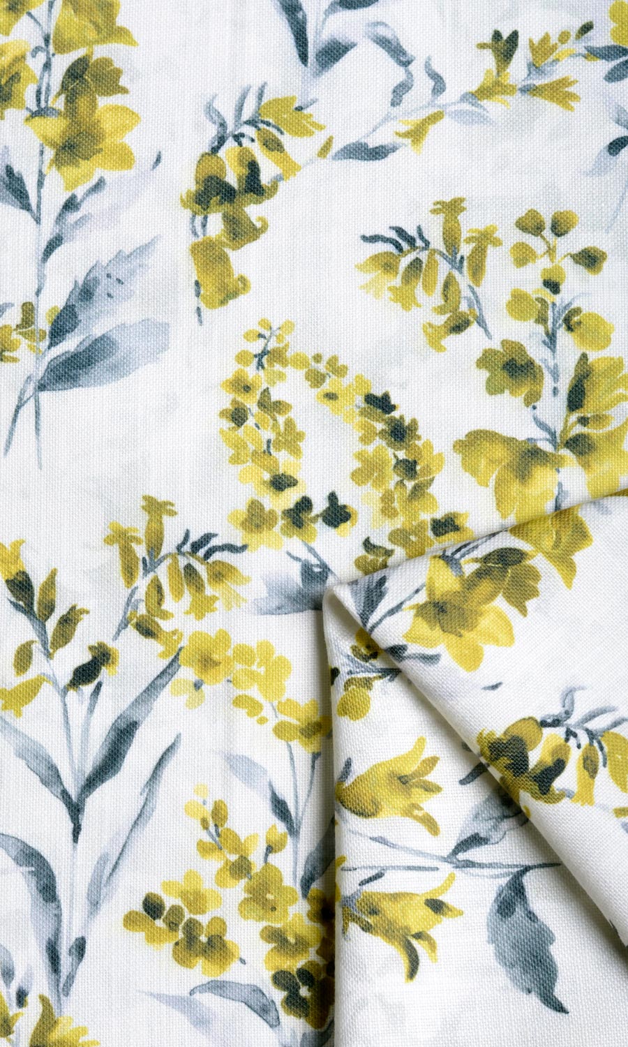 Floral Print Free Fabric Material Sample (Yellow/ Gray)