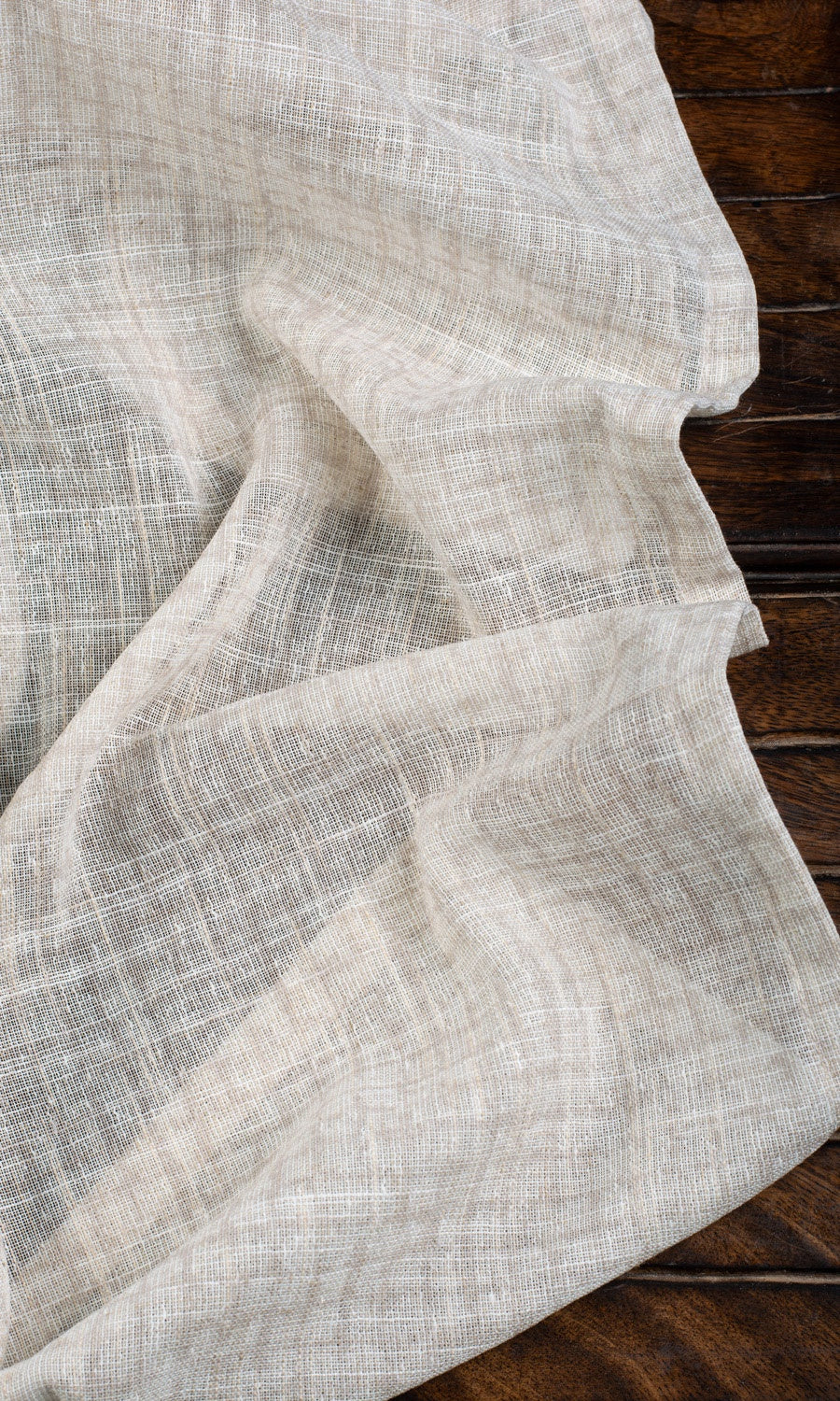 Checked Sheer Home Textile Fabric Material By the Yard (Cream/ Pale Beige)