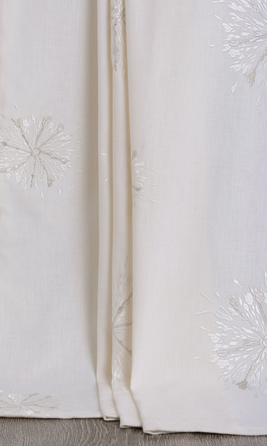 Sunburst Embroidered Home Textile Fabric Material By the Yard (White/ Pale Gray)