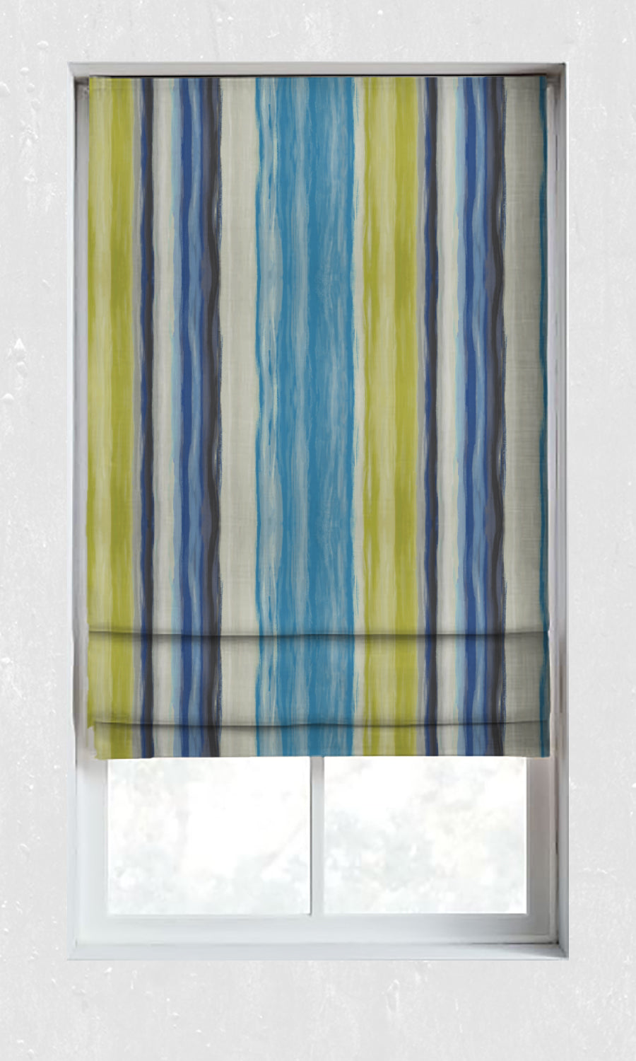 Dimout Striped Home Décor Fabric By the Yard (Blue/ Pear Green)