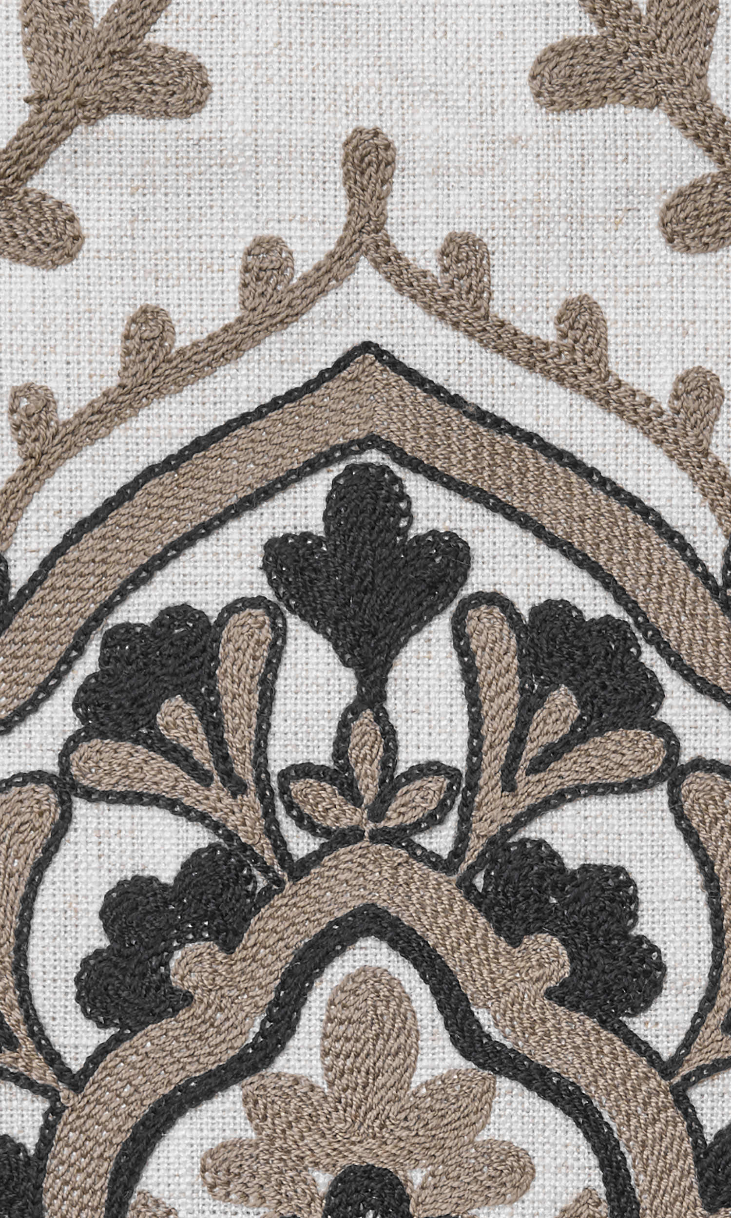 Damask Embroidered Home Textile Fabric Material By the Metre (Brown/ Black/ White)