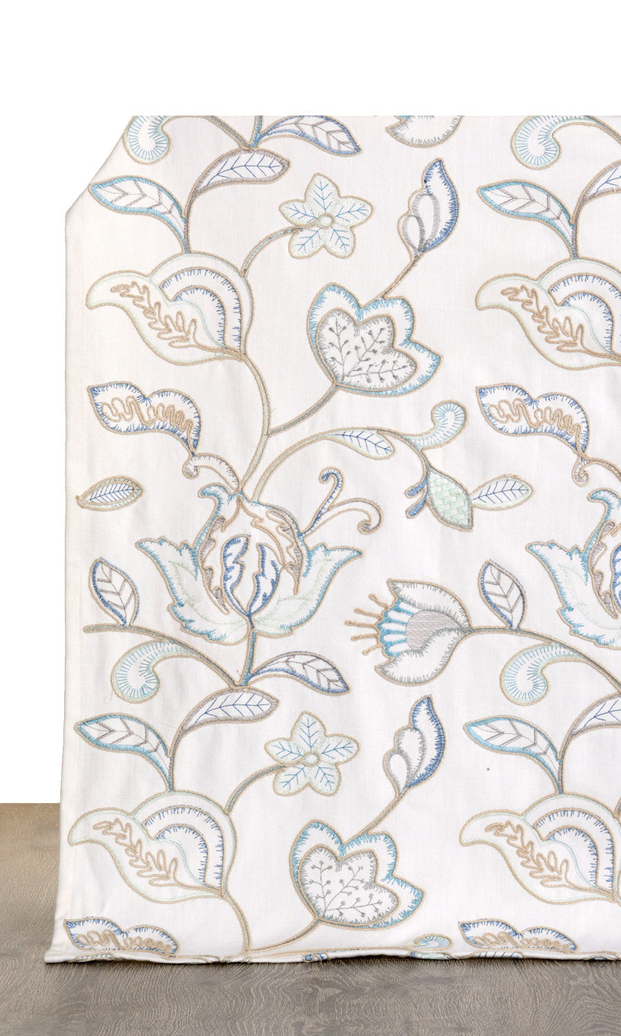 Floral Embroidery Fabric By the Yard for Curtains & Drapes (Blue/ White)