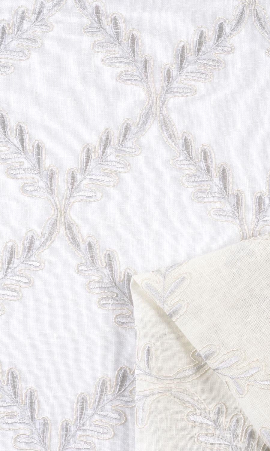 Sheer Floral Embroidered Window Treatments Fabric Sample (White/ Cream)