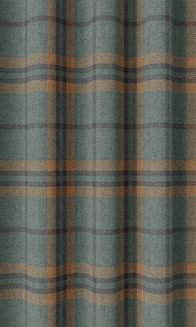Plaid Home Textile Fabric Material By the Yard (Teal/ Mustard)