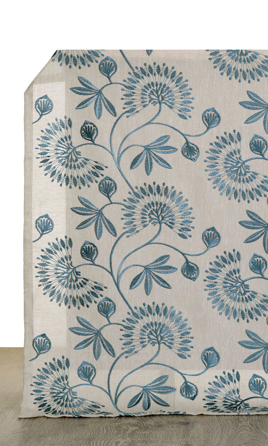 Semi-Sheer Roman Shades (Beige/ Teal)