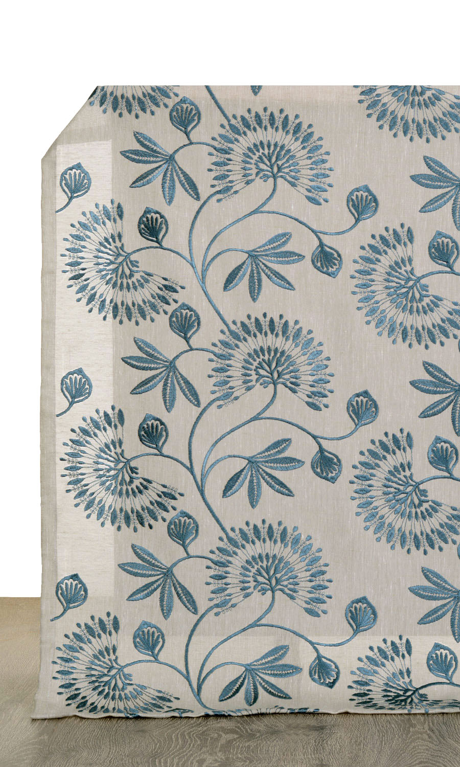 Semi-Sheer Home Décor Fabric By the Yard (Beige/ Teal)