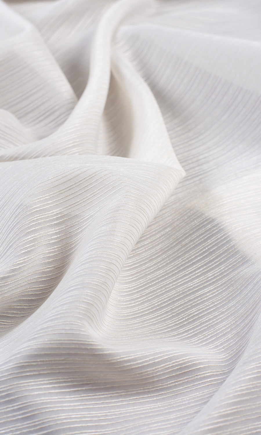 Striped Sheer Home Décor Fabric By the Yard (Pearl White)