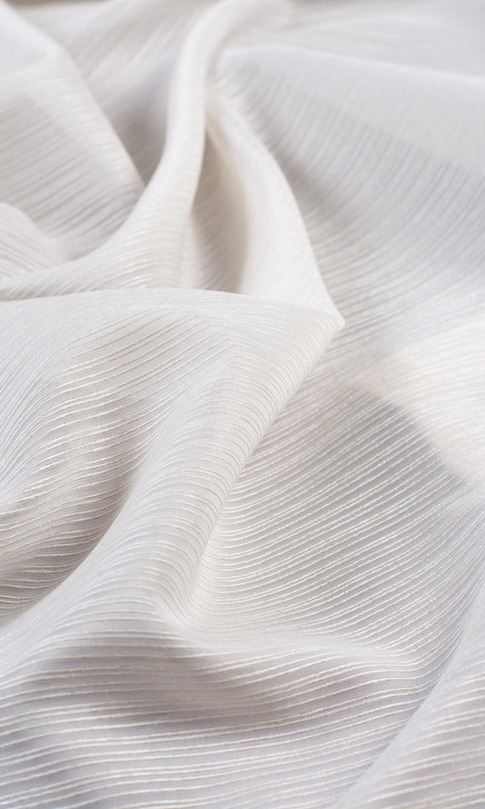 Striped Sheer Home Décor Fabric By the Yard (Pearl White)