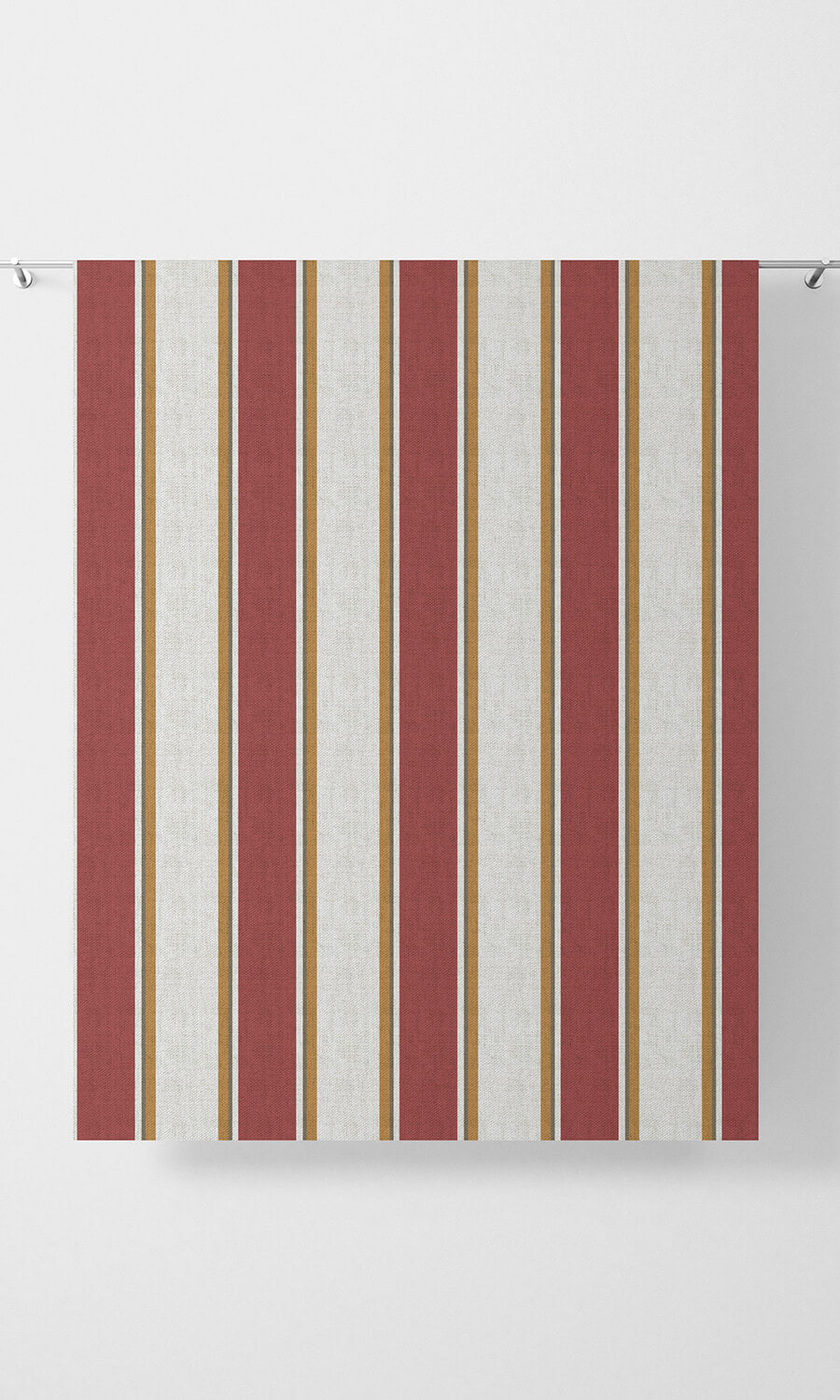 Contemporary Striped Home Décor Fabric By the Yard (White & Red)