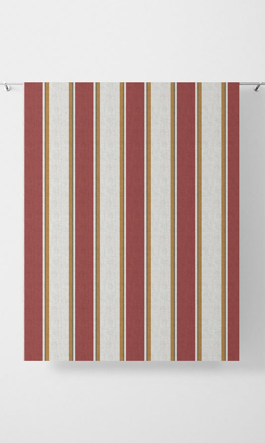 Contemporary Striped Home Décor Fabric By the Yard (White & Red)