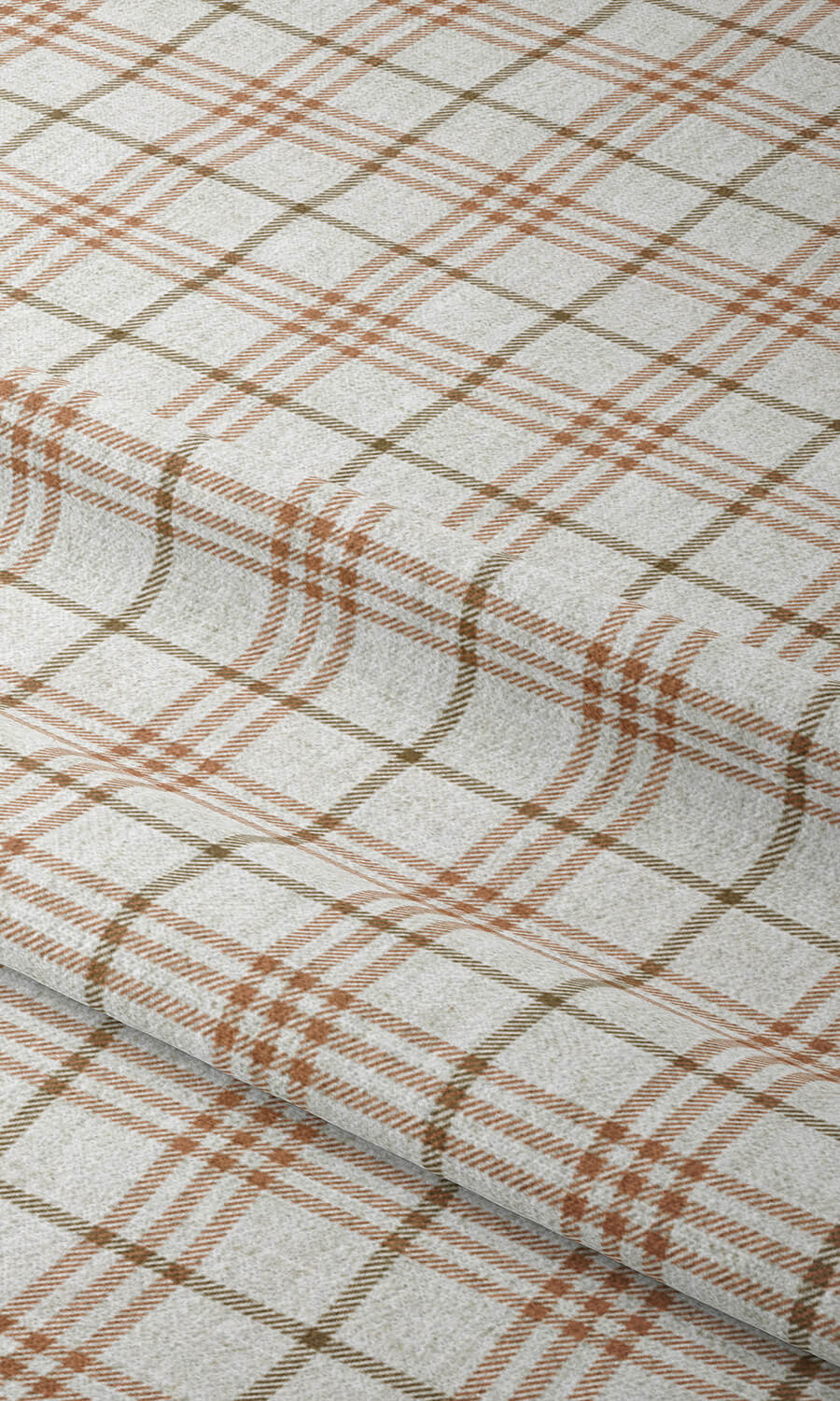 Checkered Home Décor Fabric By the Yard (Linen White & Muted Orange)