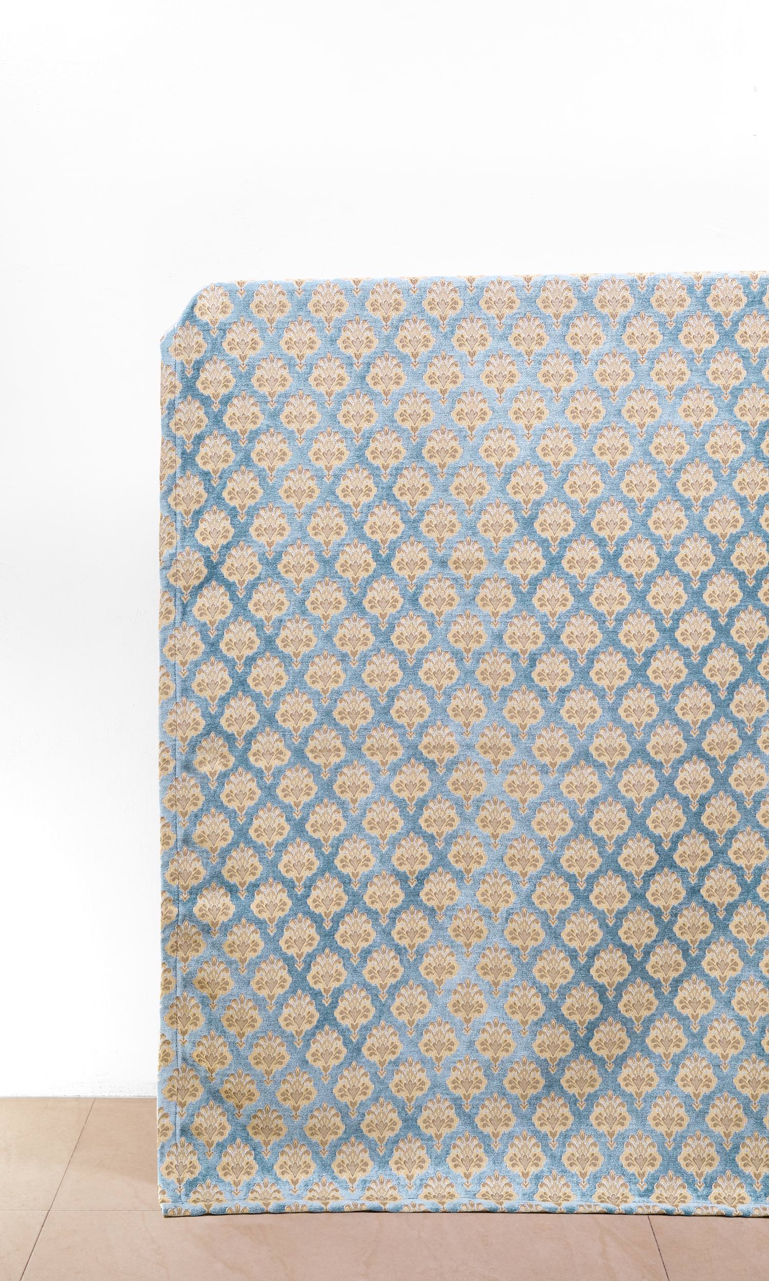 Floral Velvet Home Décor Fabric By the Yard (Beige/ Brown/ Blue)