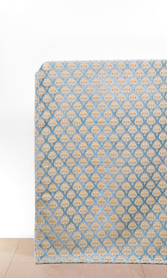 Floral Velvet Home Décor Fabric By the Yard (Beige/ Brown/ Blue)