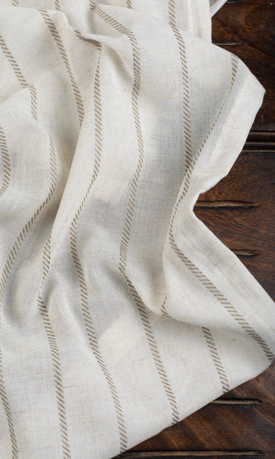 Striped Sheer Home Textile Fabric Material Sample (Cream/ Brown)