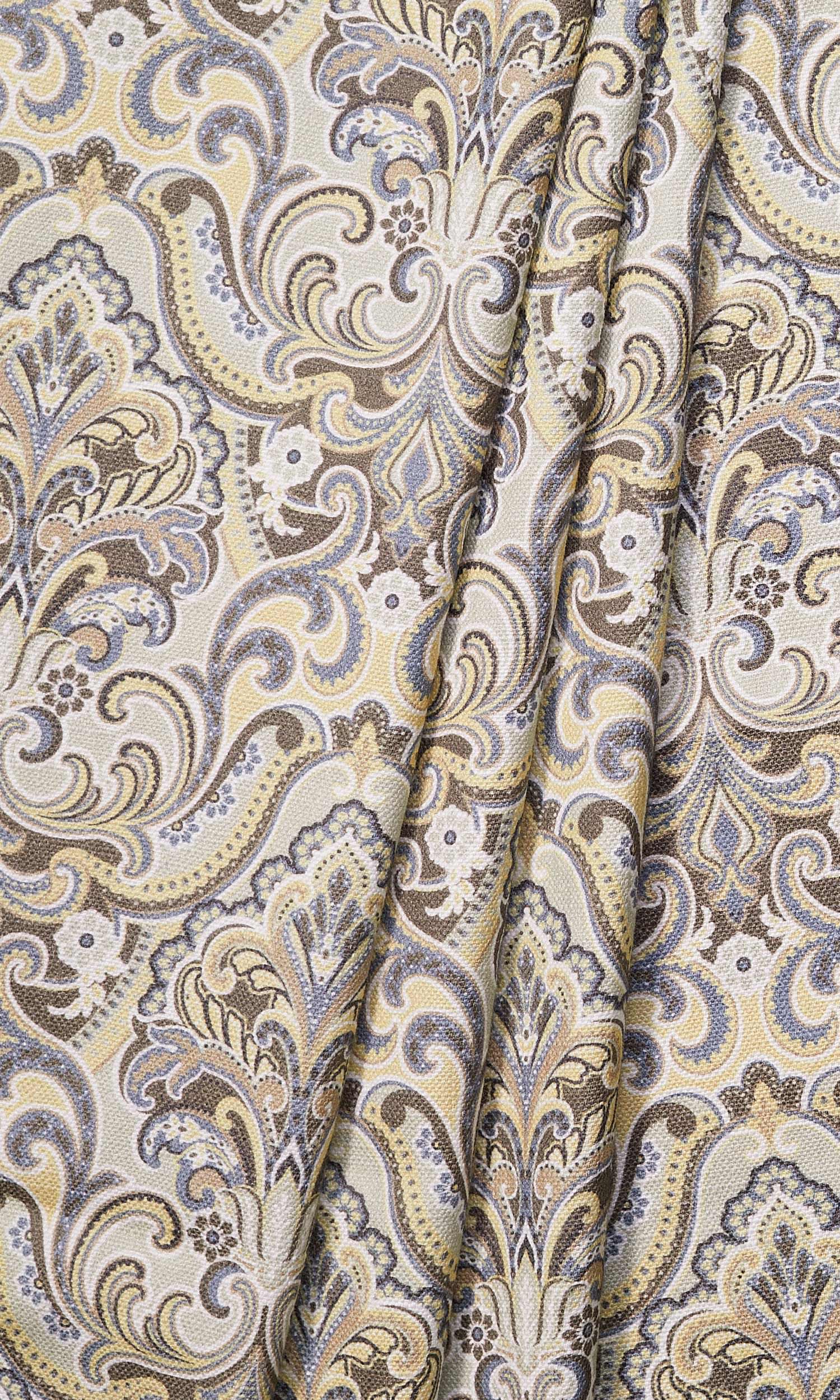 Fleur De Lis Print Home Décor Fabric Sample (Yellow/ Grey)