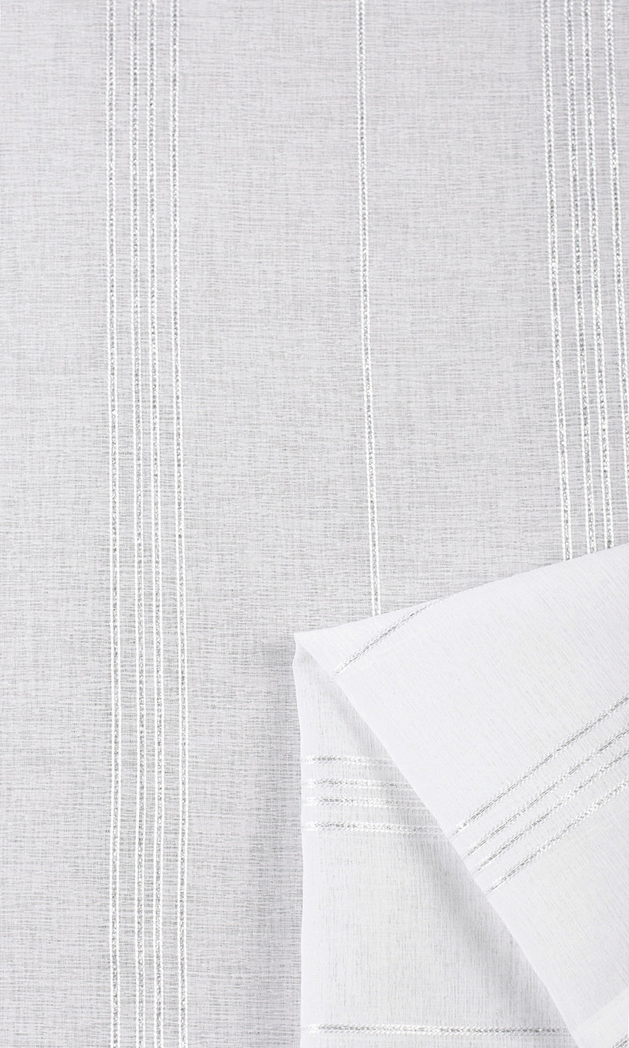 Striped Sheer Fabric Material By the Yard (White)