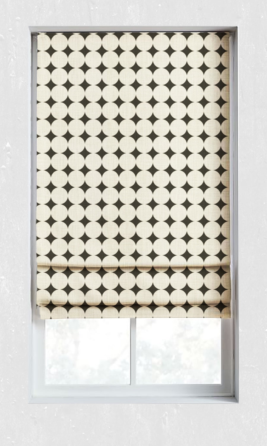 Print Window Treatments Fabric By the Metre (Black/ Ivory)