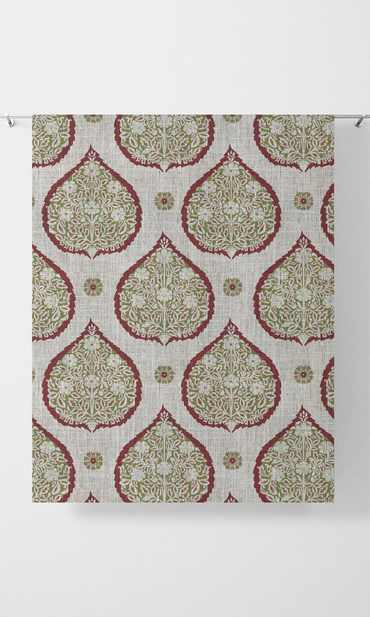 Paisley Home Décor Fabric By the Yard (Red/ Green)