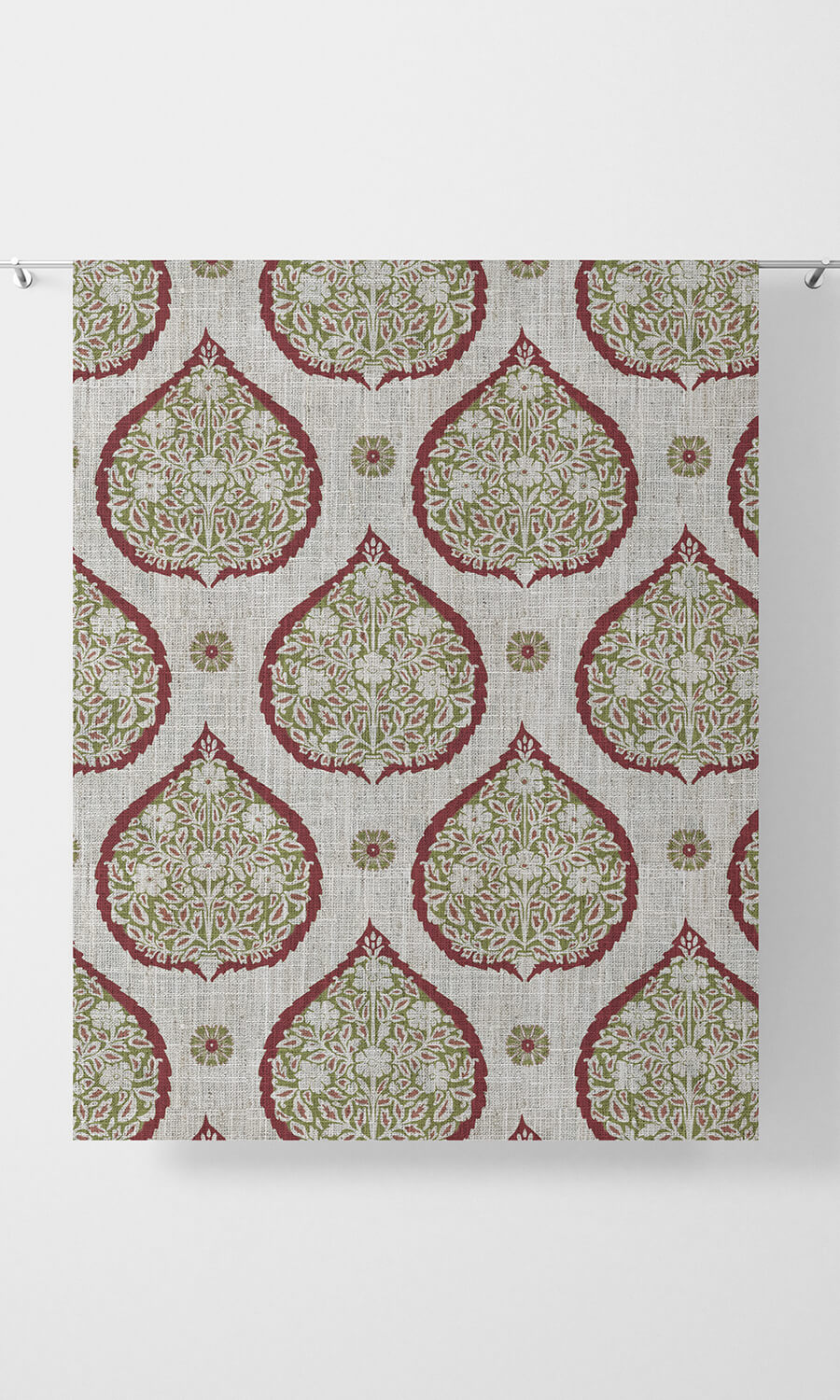 Paisley Home Décor Fabric By the Yard (Red/ Green)