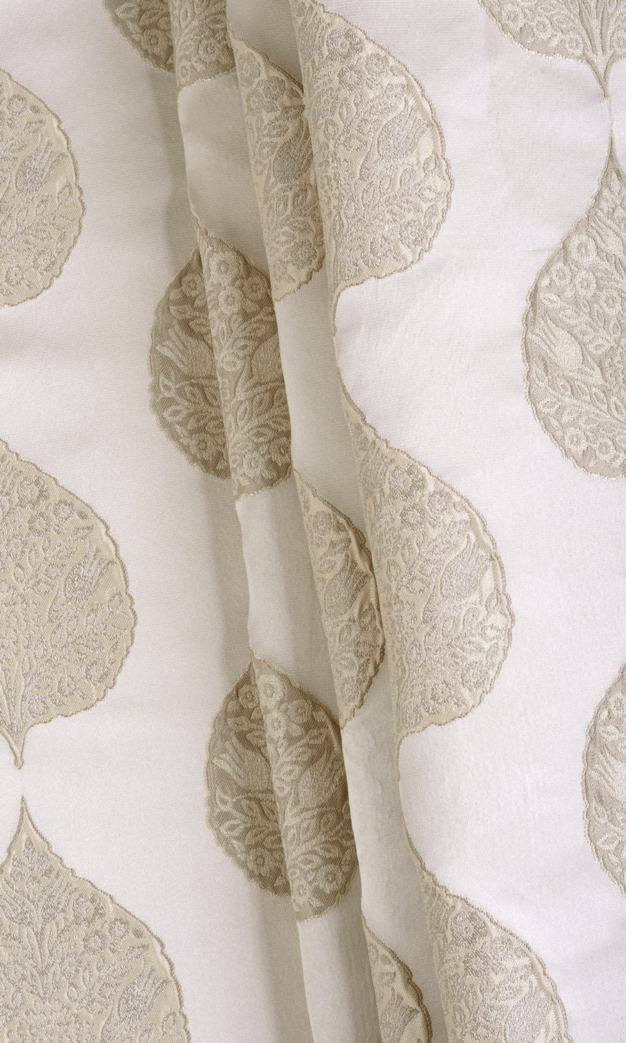 Ogee Patterned Fabric Material By the Yard (Ivory/ Beige)