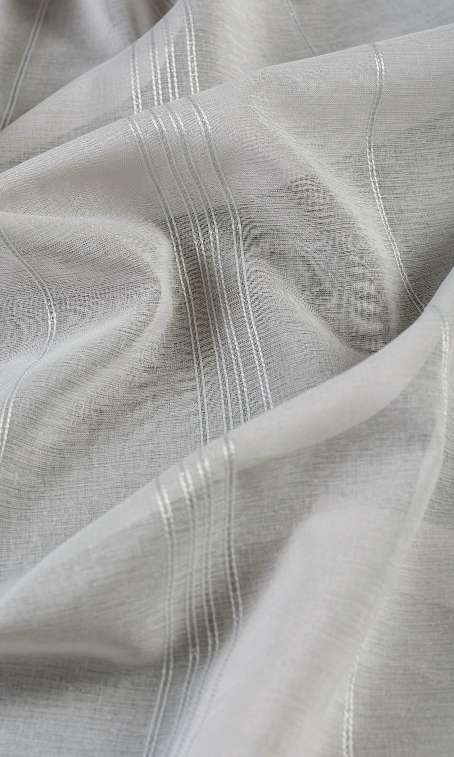 Striped Sheer Fabric By the Yard for Curtains & Drapes (Grey)