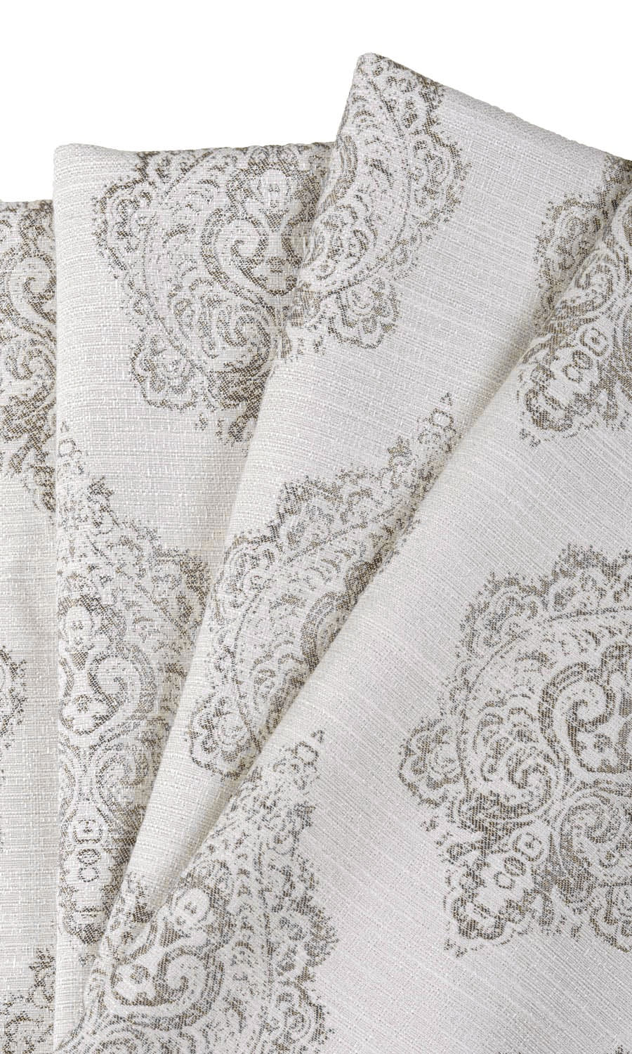 Damask Poly-Cotton Home Textile Fabric Material By the Yard (Off White/ Gray)