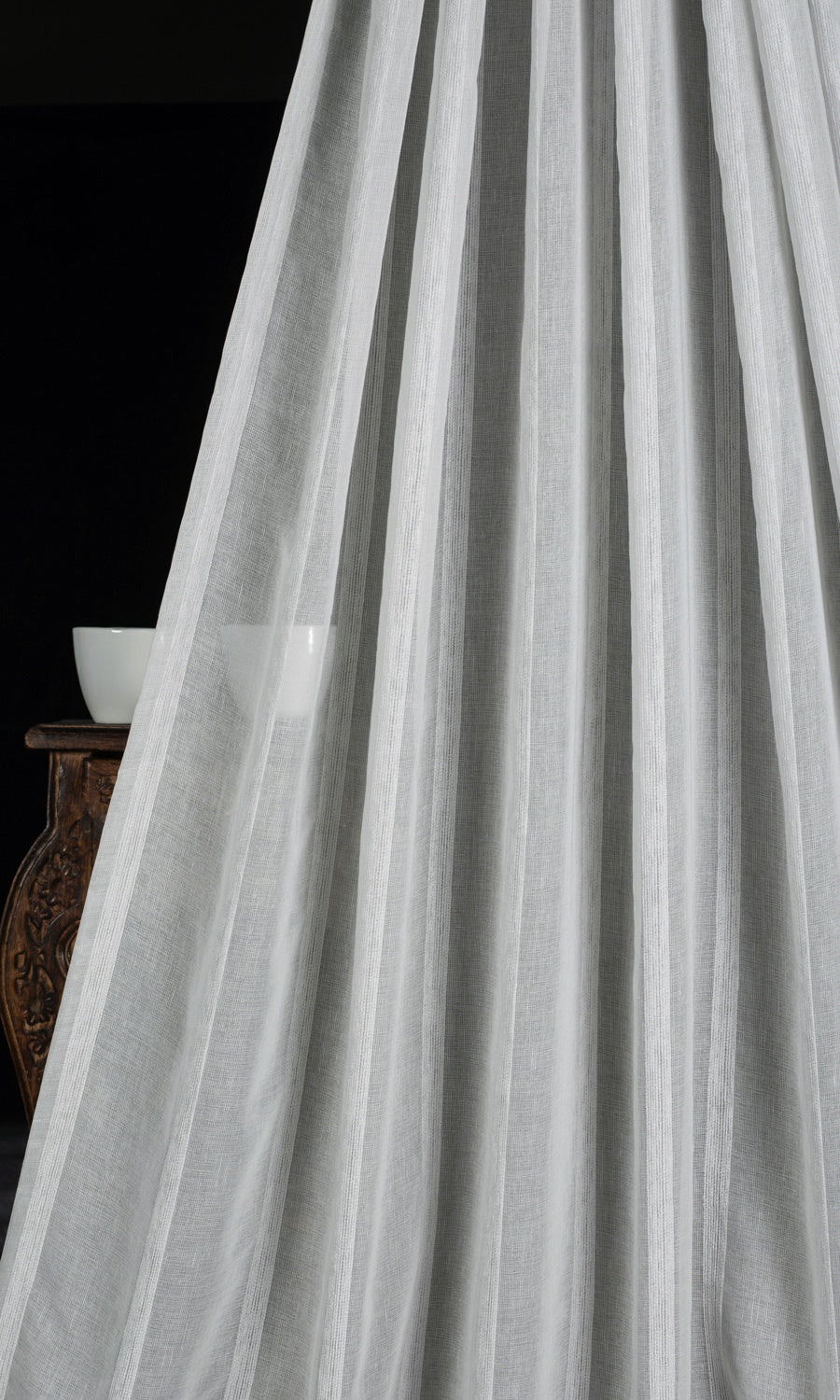 Striped Sheer Home Textile Fabric Material Sample (Grey)