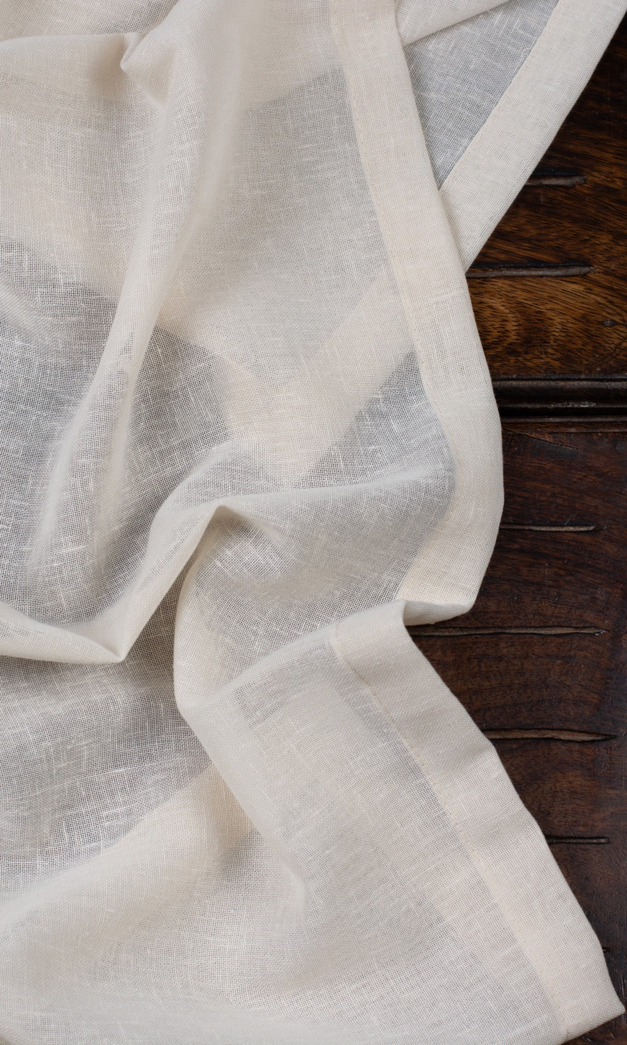 Plain Sheer Free Fabric Material Sample (Warm Ivory/ Pale Beige)