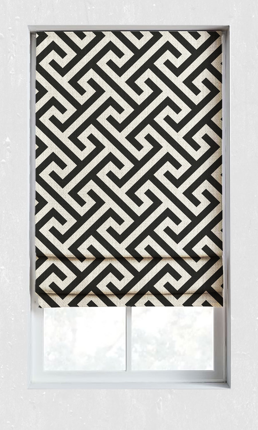Geometrical Print Window Treatments Fabric Sample (Black/ Ivory)