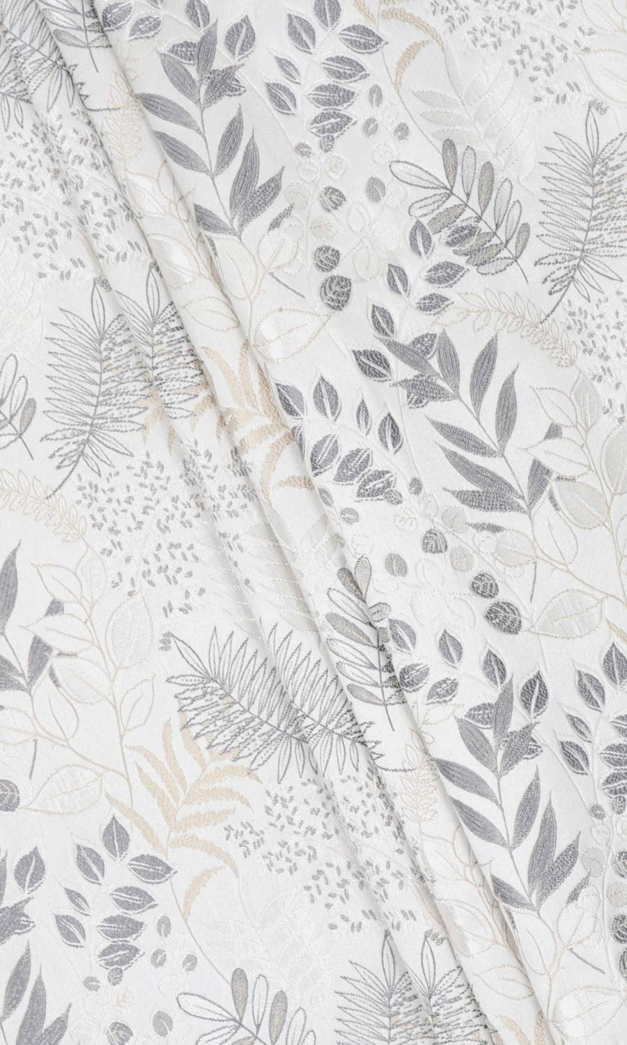 Botanical Fabric Sample for Roman Blinds & Shades (Pale Grey/ Warm White)