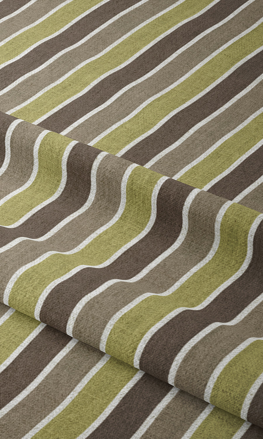 Modern Striped Window Treatments Fabric By the Metre (Green/ Brown)