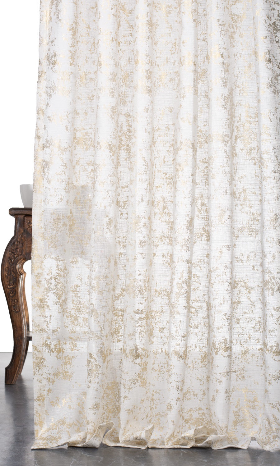 Textured Semi-Sheer Window Treatments Fabric By the Yard (Cream/ Golden)