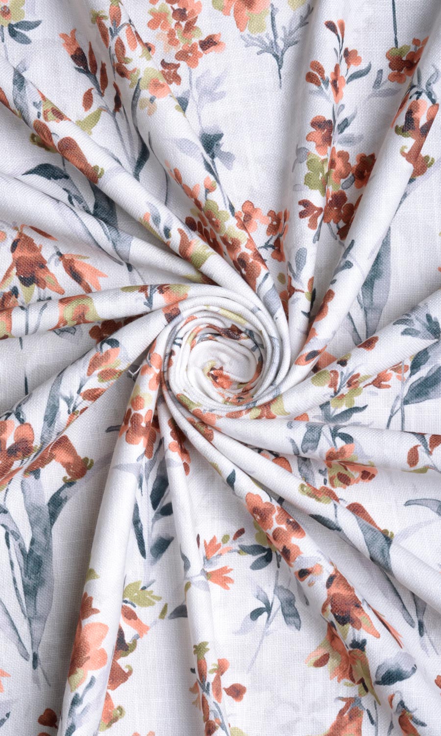 Floral Print Fabric Sample for Roman Blinds & Shades (Orange/ Grey)