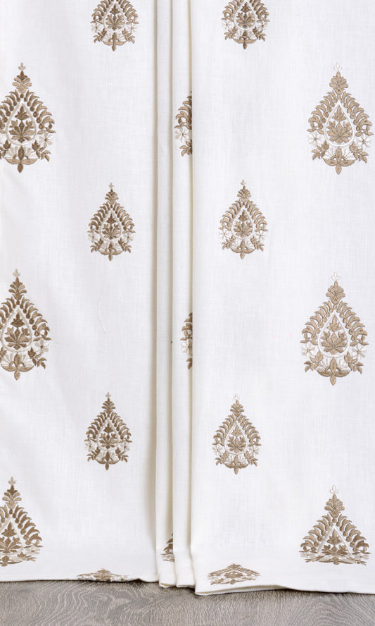 Damask Embroidery Shades (Off White/ Coffee Brown)