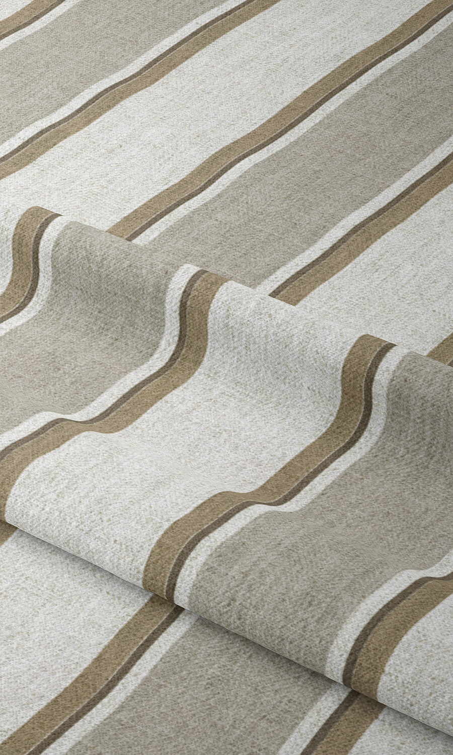 Striped Fabric Material By the Yard (White/ Brown/ Beige)