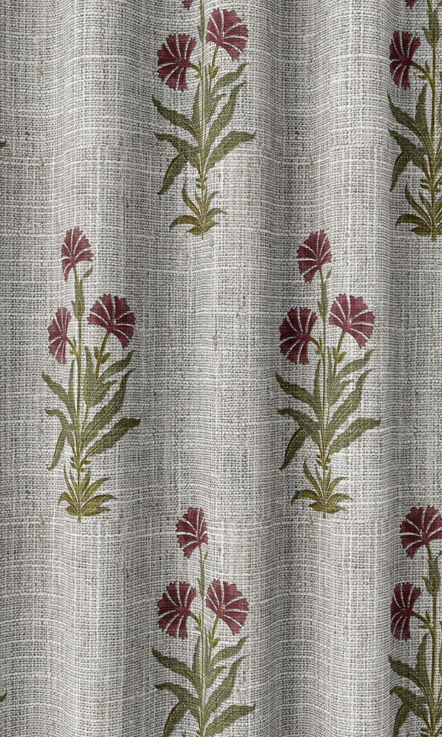 Floral Print Home Textile Fabric Material By the Yard (White/ Green/ Red)