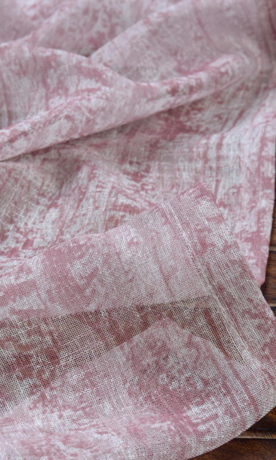 Textured Sheer Window Treatments Fabric By the Yard (Pink)