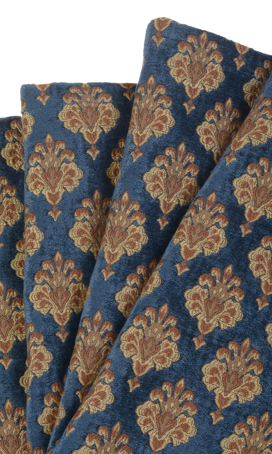 Velvet Home Textile Fabric Material By the Yard (Navy Blue and Gold)