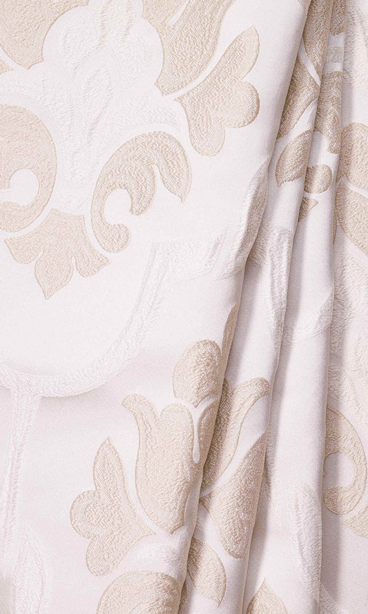 Self-Patterned Damask Home Décor Fabric By the Yard (Beige/ Cream)