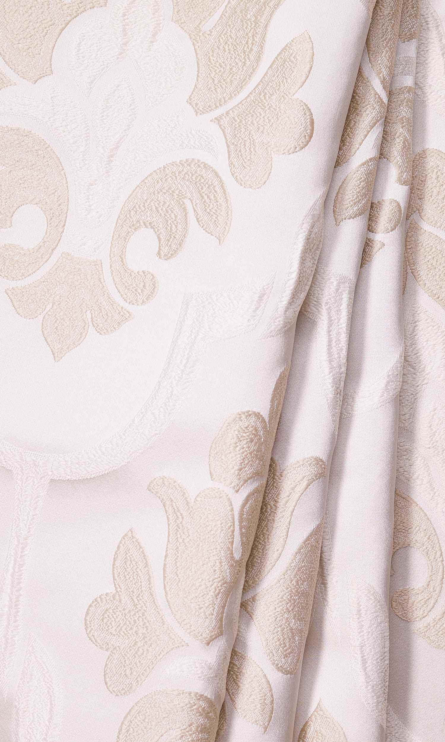 Self-Patterned Damask Home Décor Fabric By the Yard (Beige/ Cream)