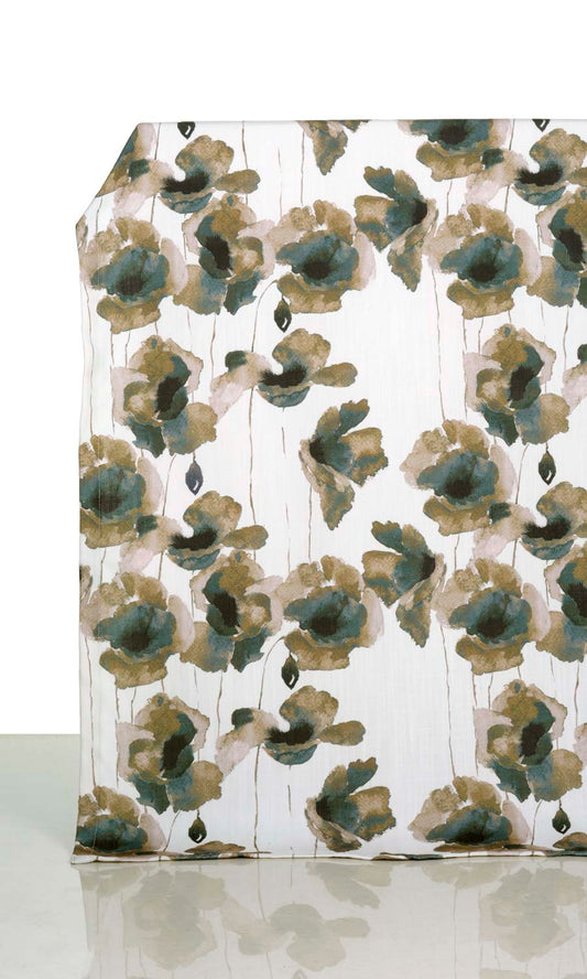 Water Lilies Floral Home Décor Fabric By the Yard (Brown/ Grey)