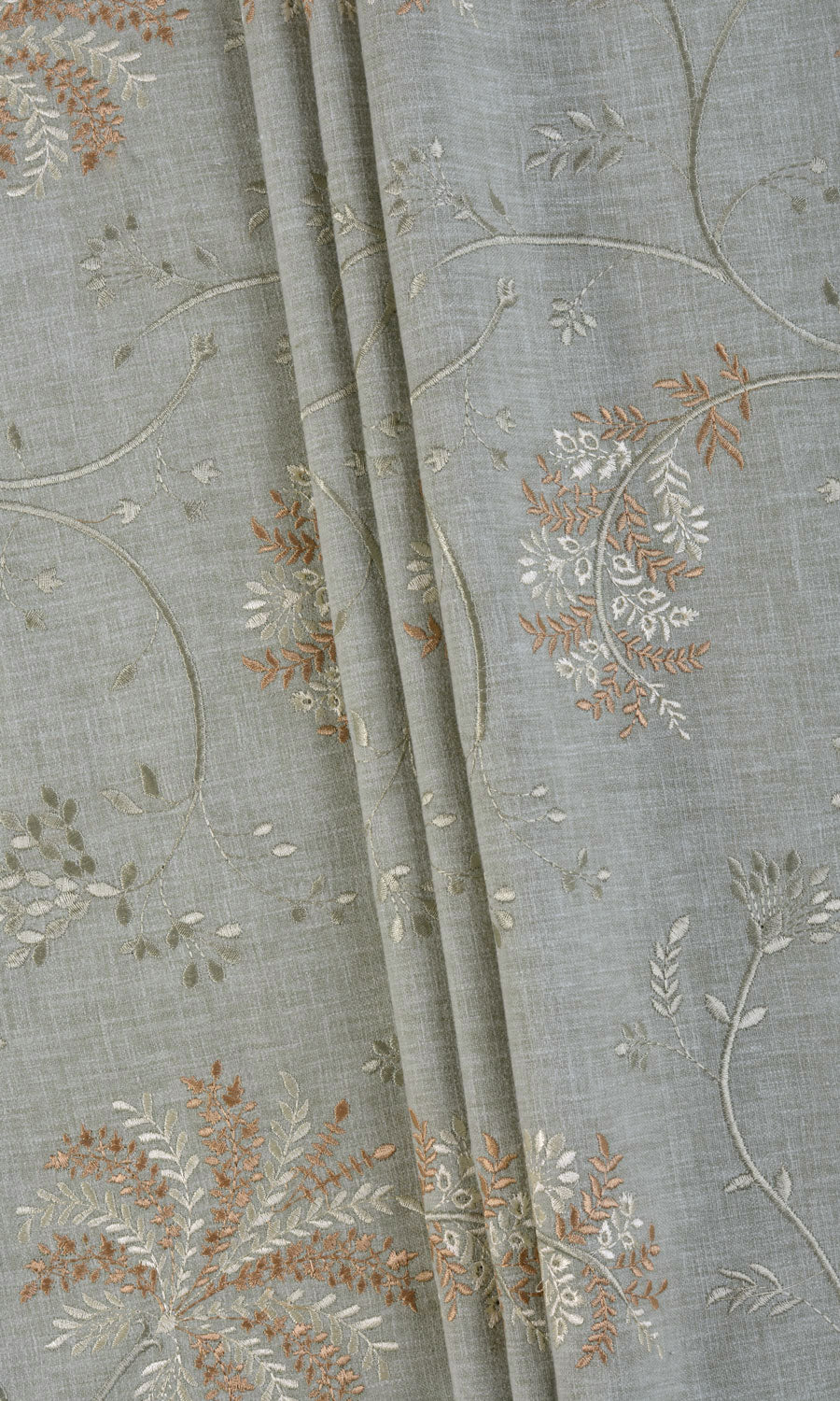 Floral Embroidery Fabric Material By the Yard (Gray-Green)