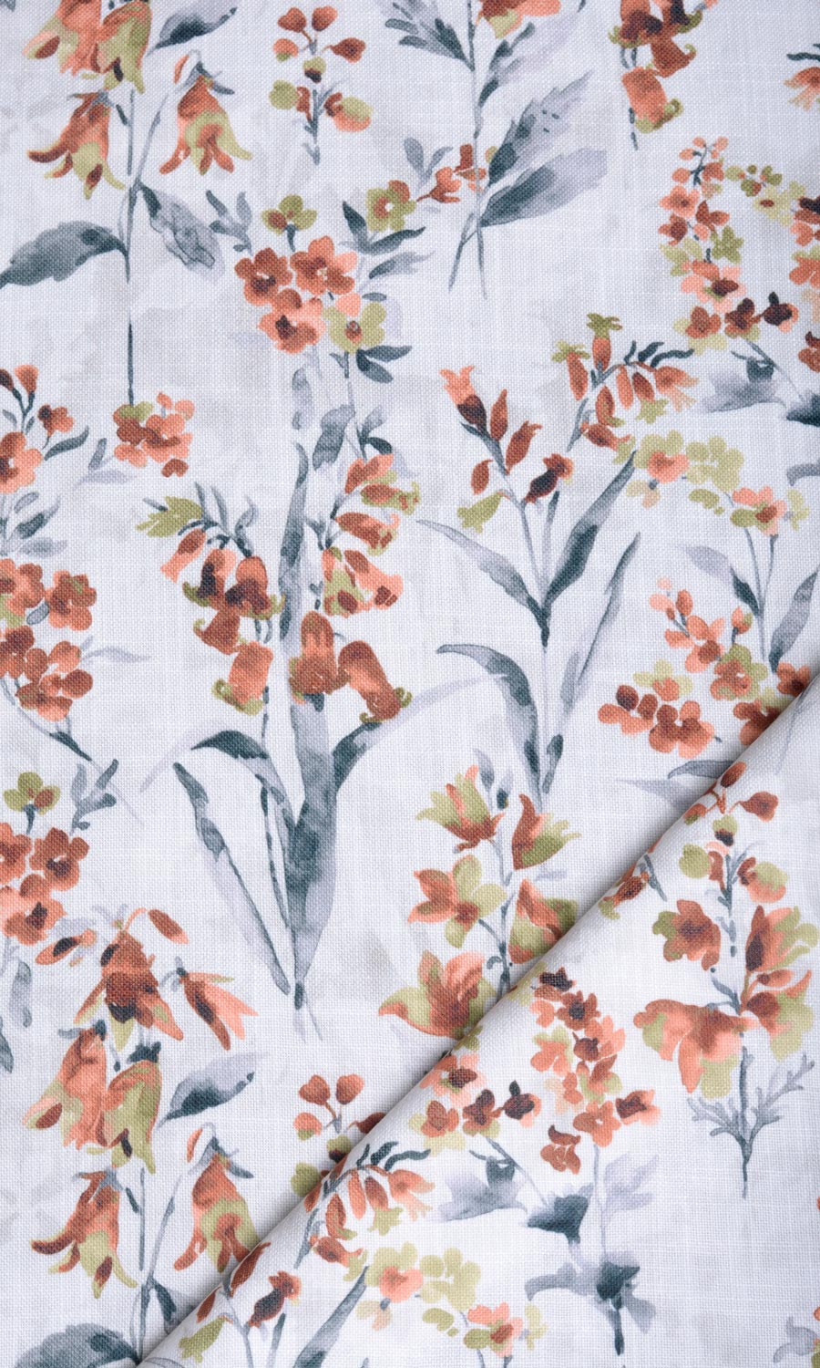 Floral Print Home Textile Fabric Material By the Yard (Orange/ Grey)