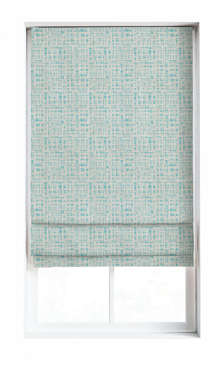 Abstract Print Window Treatments Fabric Sample (White/ Blue)