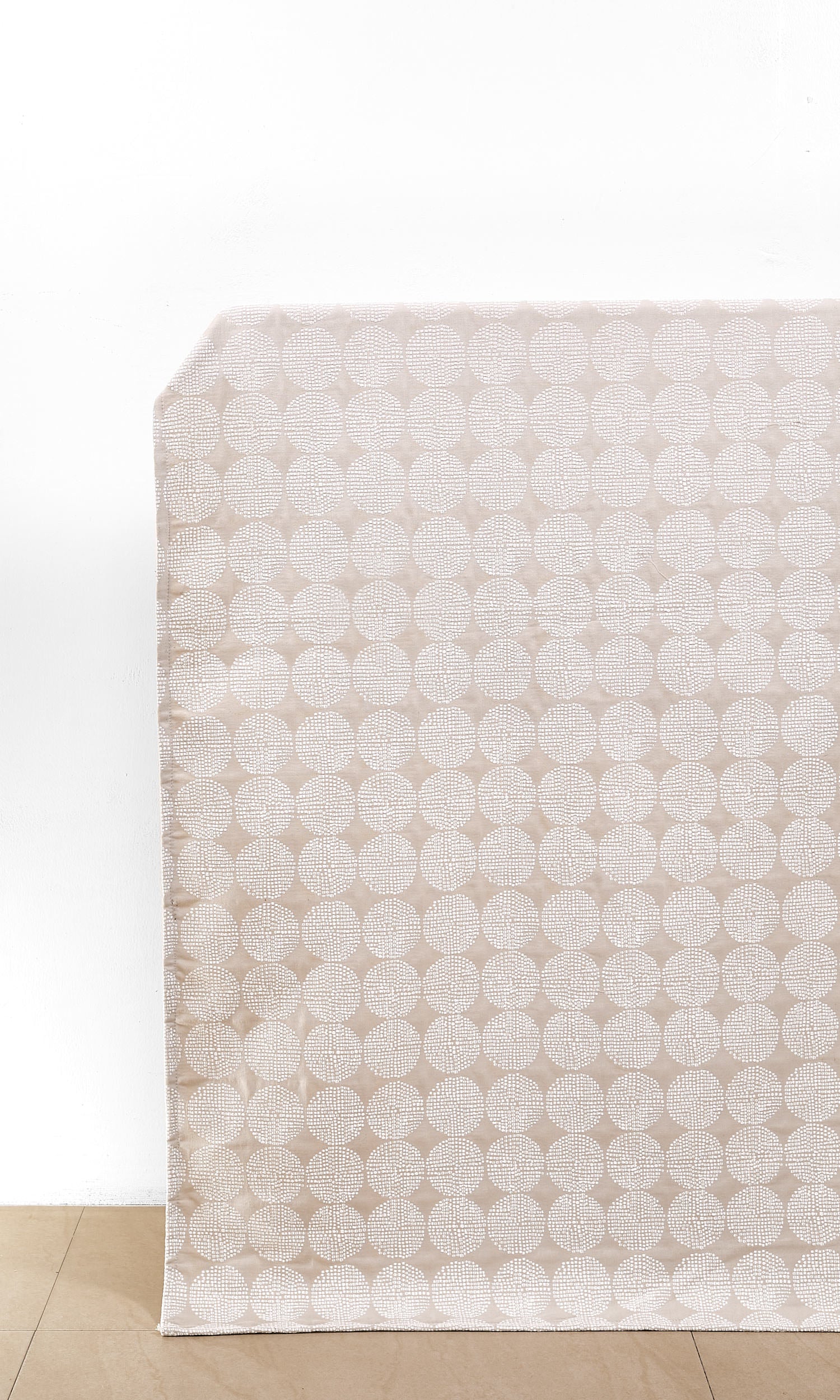 Geometric Embroidered Home Décor Fabric By the Yard (Beige/ White)