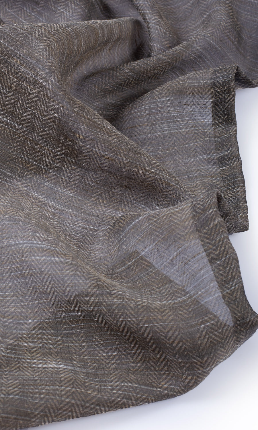 Herringbone Sheer Home Décor Fabric By the Yard (Grey/ Coffee Brown)