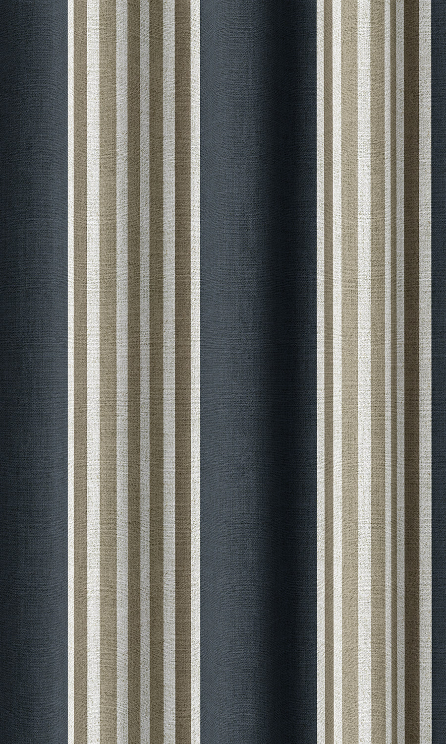 Modern Striped Home Décor Fabric By the Metre (Navy Blue/ Brown)