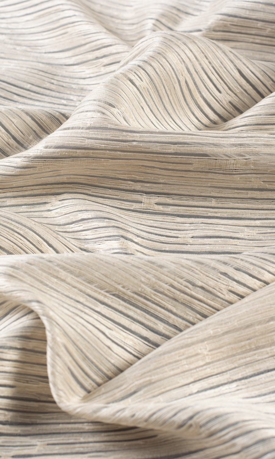Striped Sheer Fabric Sample for Roman Blinds & Shades (Pale Beige/ Ivory)