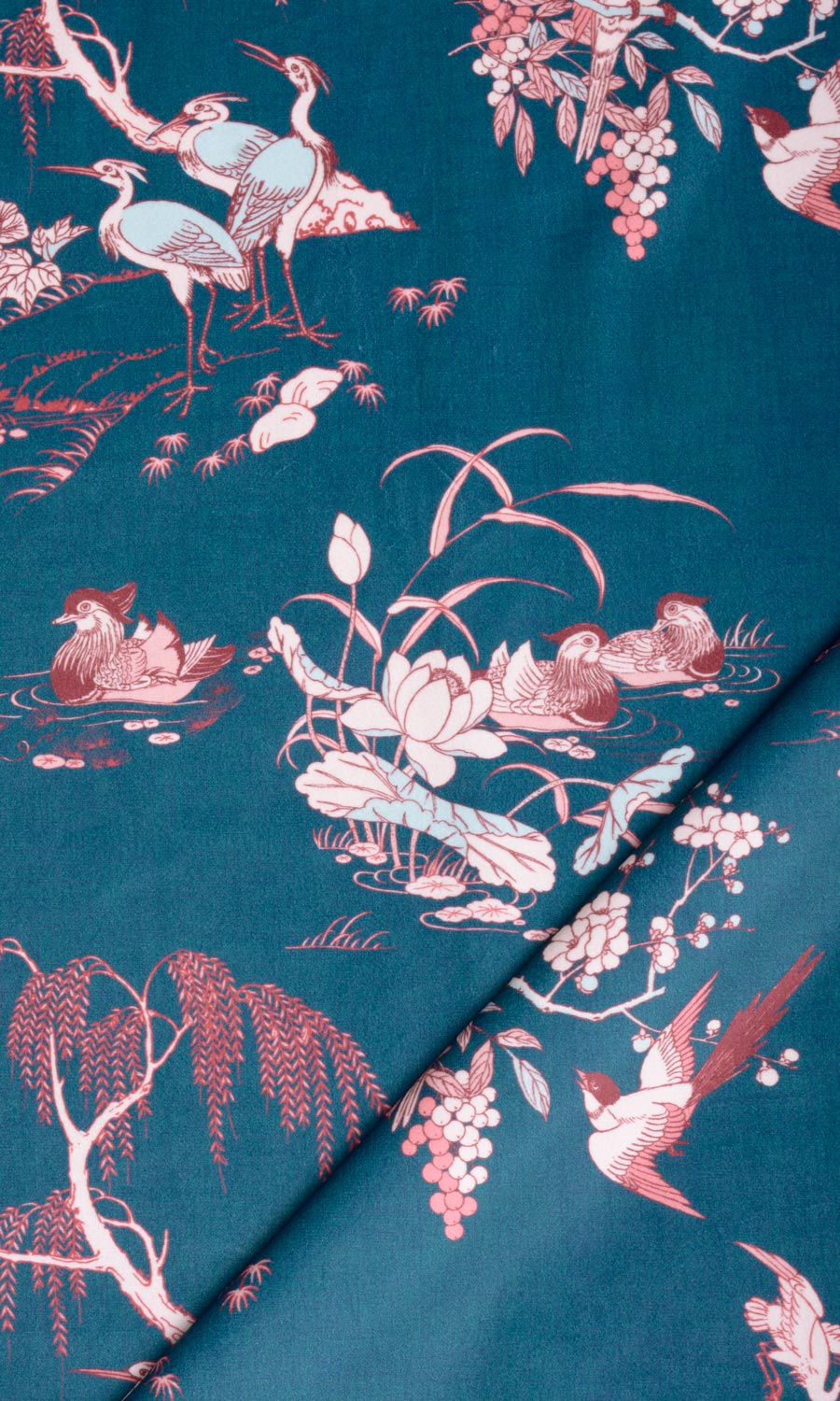 Chinoiserie Toile Velvet Home Textile Fabric Material By the Yard (Blue/ Pink)